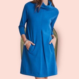 Tyler Boe "Kim" Sapphire Blue Knit Cotton/Cashmere Dress XL